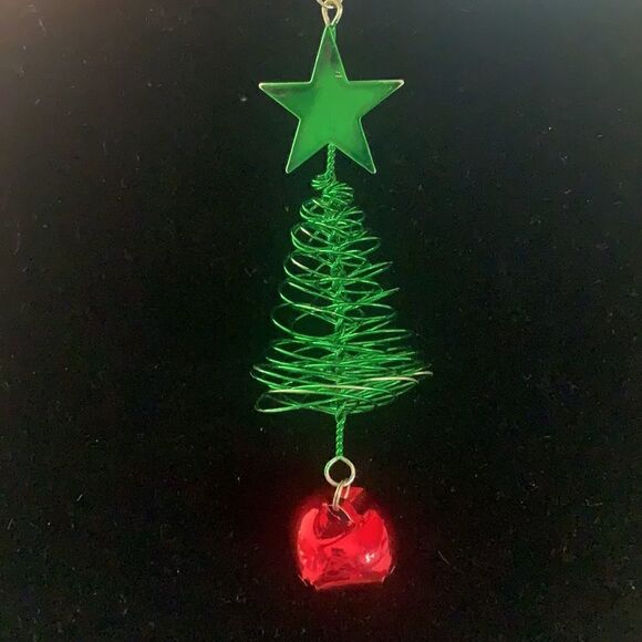 Earrings Exaggerated Christmas Tree Ornament Pierced Earrings Green Red - Picture 6 of 7